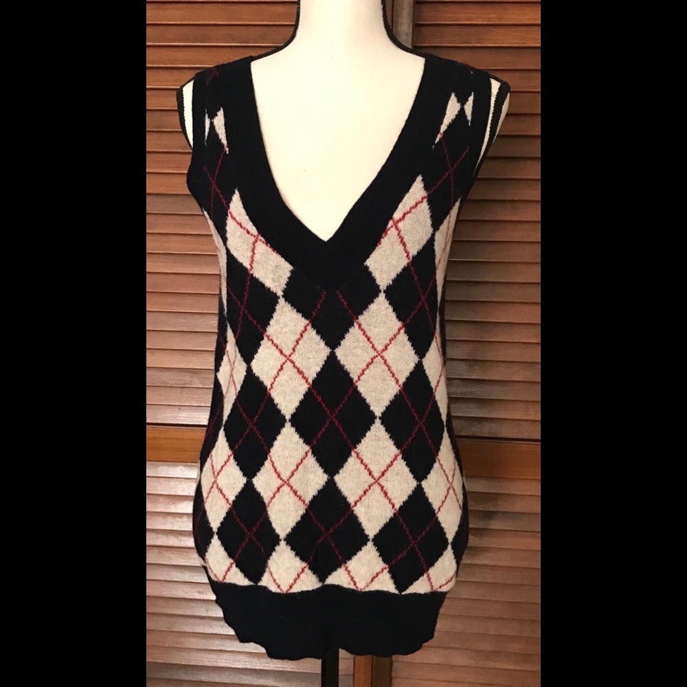 Banana Republic Small Argyle V-neck Sweater Vest